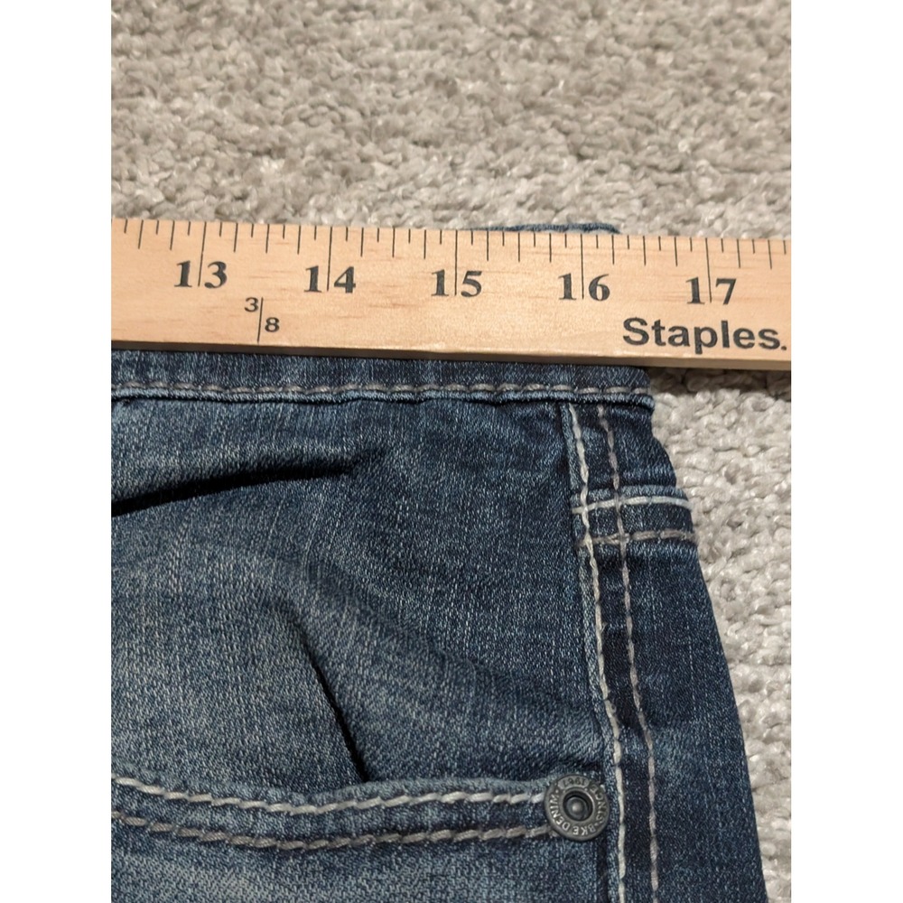 BKE Jeans Mens 32L Blue Jake Straight Leg Stretch Dark Wash Embroidered Casual - Picture 6 of 9